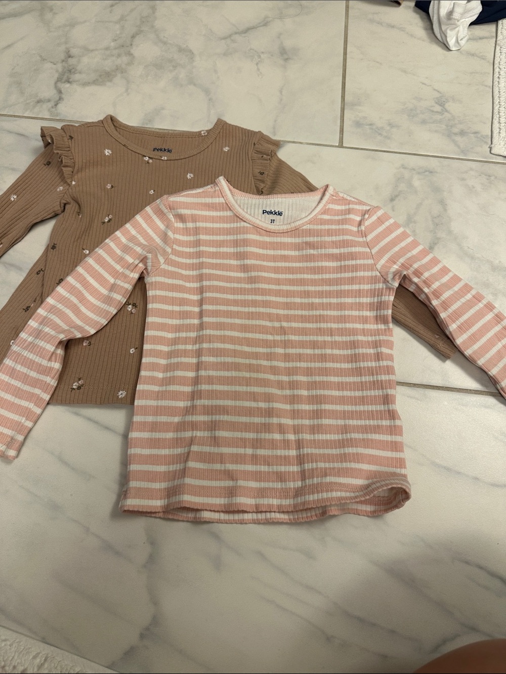 Pink & White Striped Long-Sleeve Kids Top size 3